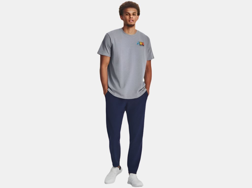 UA Stretch Woven Printed Joggers M Navy