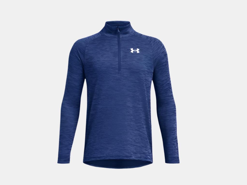 UA Tech Textured 1/2 Zip Top Y Blue