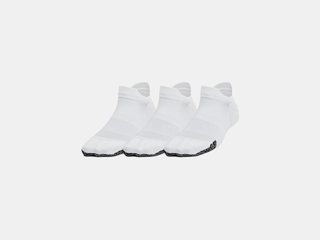 UA Breathe 3 Pack No Show Tab Socks White