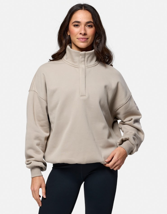 Gym + Coffee Snap Collar Sierra Sweatshirt U Rich Taupe