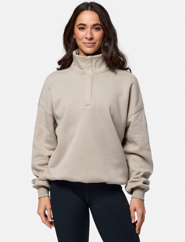 Gym + Coffee Snap Collar Sierra Sweatshirt U Rich Taupe