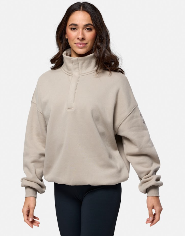 Gym + Coffee Snap Collar Sierra Sweatshirt U Rich Taupe