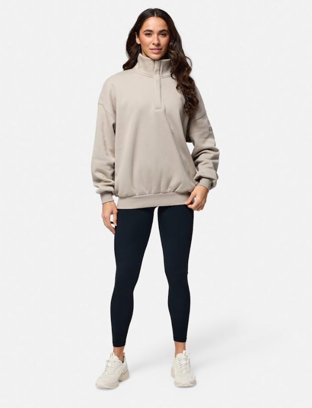 Gym + Coffee Snap Collar Sierra Sweatshirt U Rich Taupe