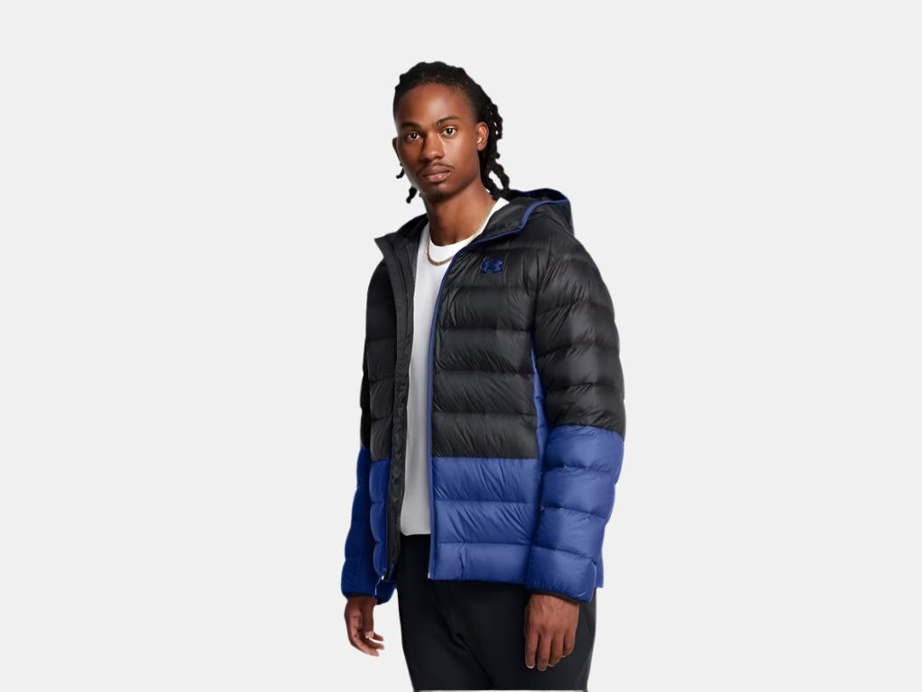 UA Legend Down Hooded Jacket M Black/Tech Blue