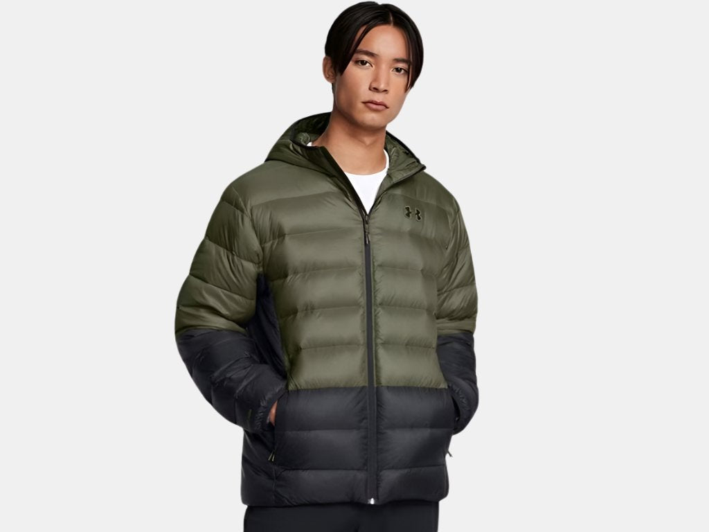 UA Legend Down Hooded Jacket M Marine OD Green/Black