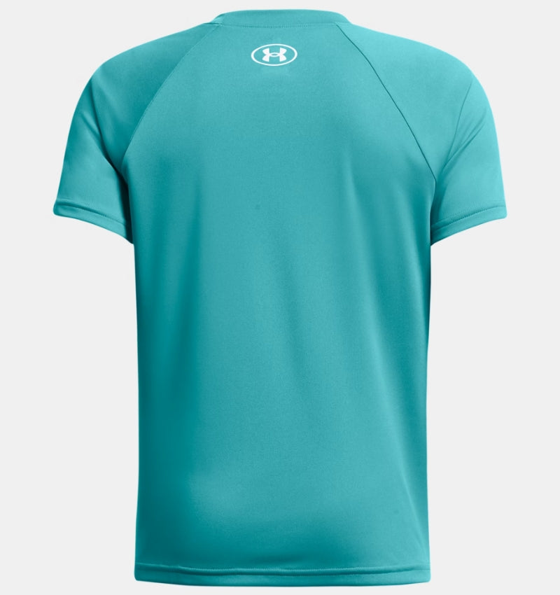 UA Boy's Tech Split Wordmark SS Circuit Teal