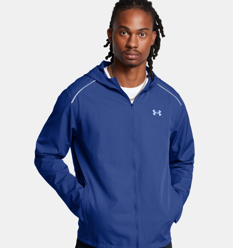 UA Launch Hooded Jacket M Tech Blue