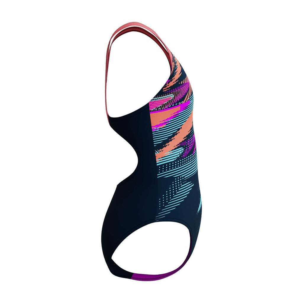 Speedo Digital Placement Splashback Kids Swimsuit Black Purple