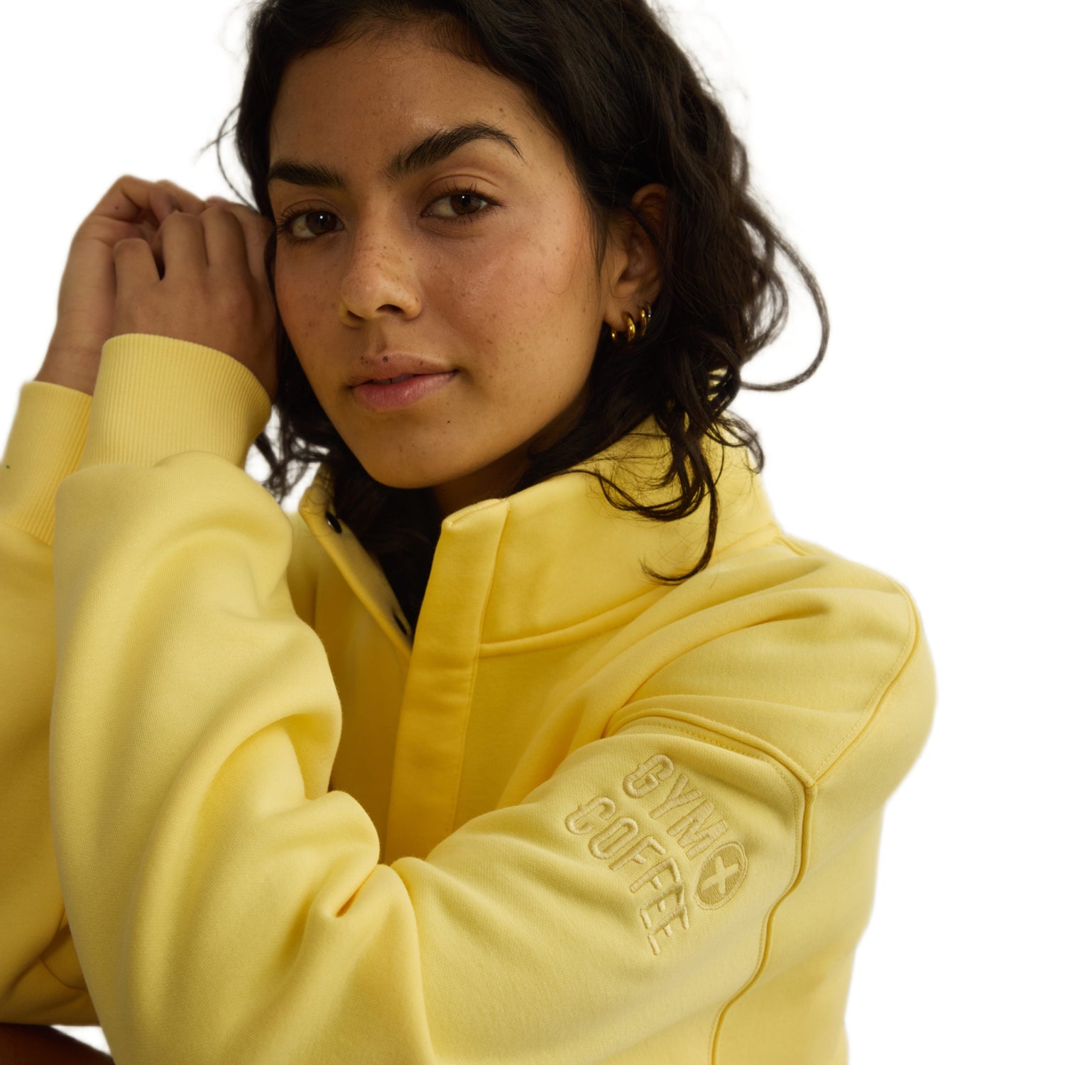 Gym + Coffee Urban Snap Collar Sweatshirt W Lemon Sorbet