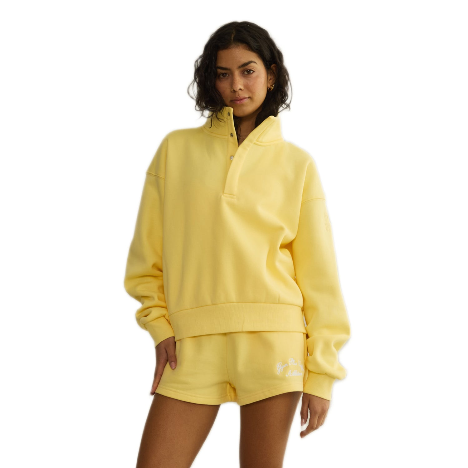 Gym + Coffee Urban Snap Collar Sweatshirt W Lemon Sorbet