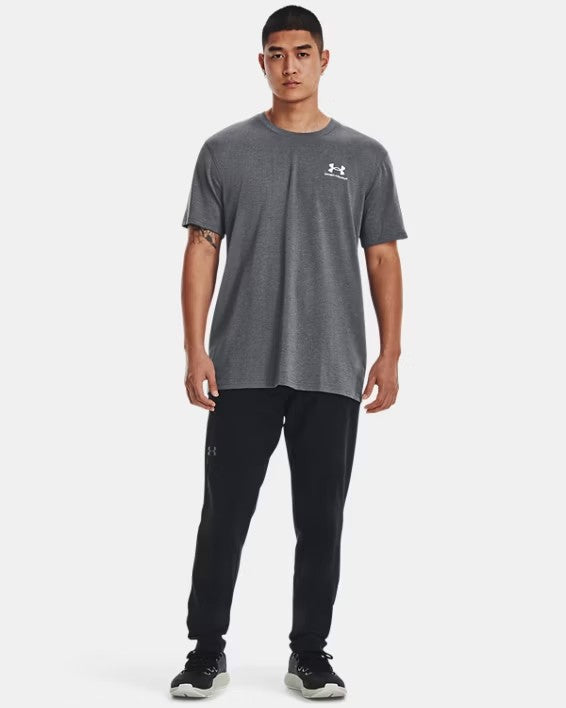 UA Armour Logo Embroidered SS T-Shirt M Pitch Gray