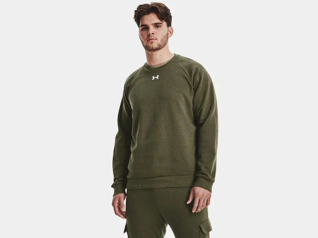 UA Rival Fleece Crew M Marine OD Green