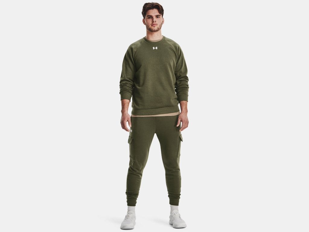 UA Armour Rival Fleece Crew Jumper M Khaki