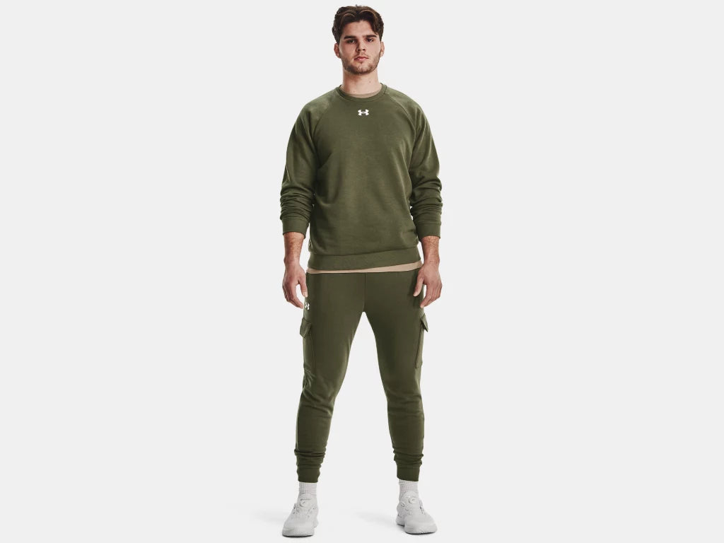 UA Rival Fleece Crew M Marine OD Green