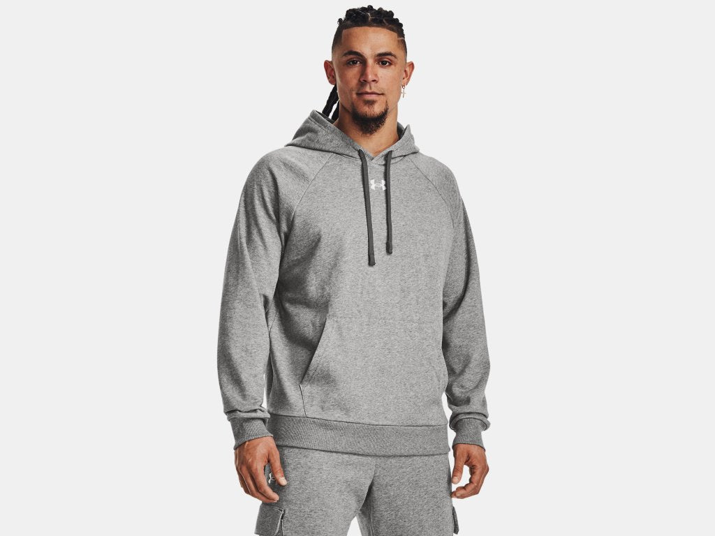 UA Rival Fleece Hoodie M Castlerock Light Heather