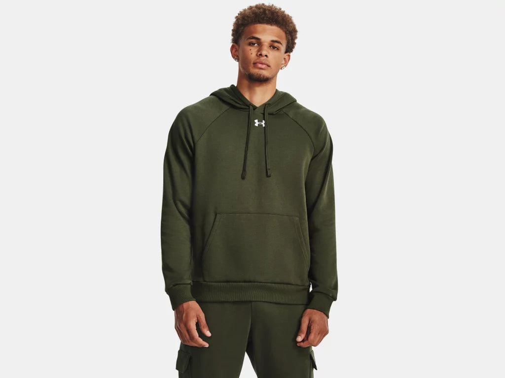 UA Rival Fleece Hoodie M Marine OD Green