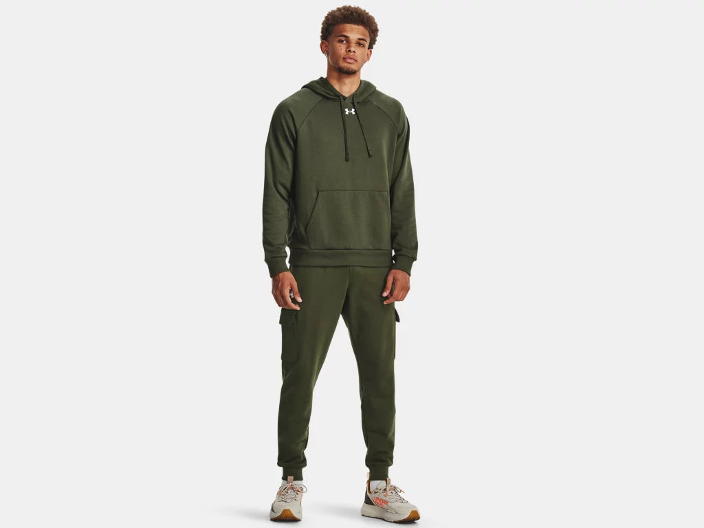 UA Rival Fleece Hoodie M Marine OD Green