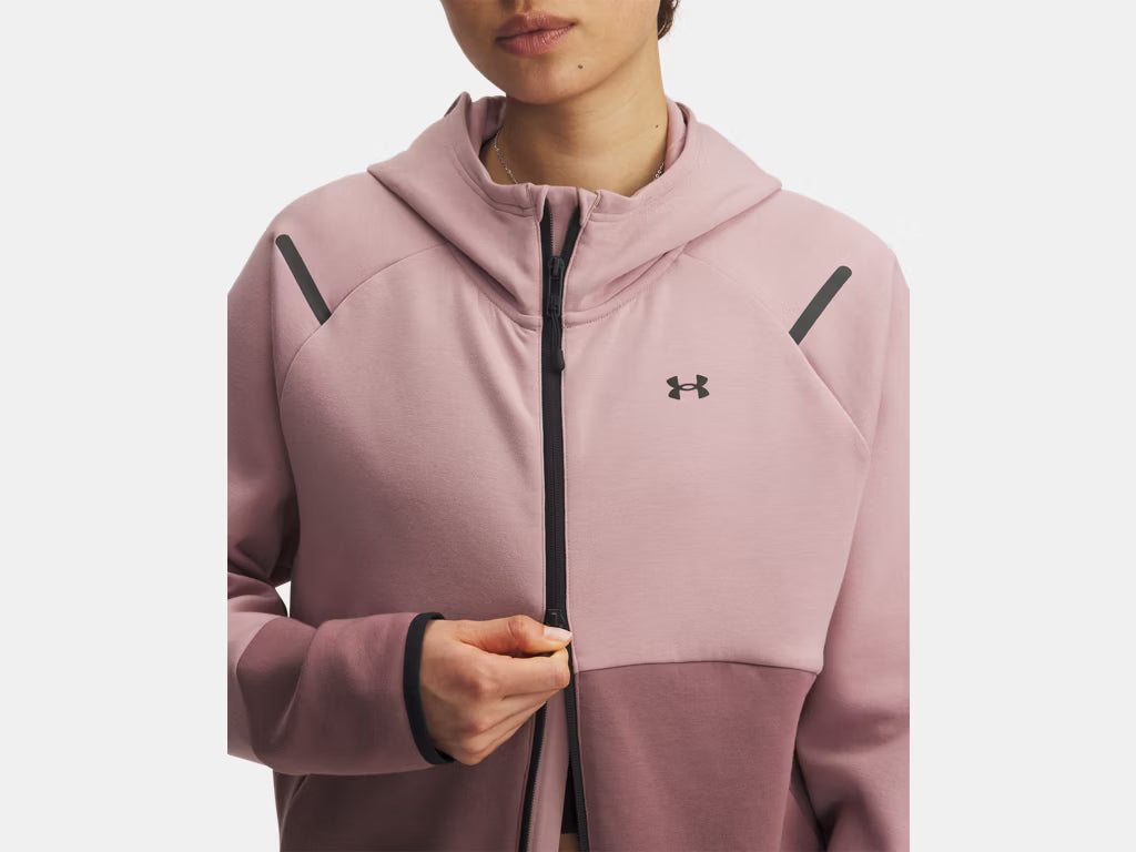 UA  Unstoppable Fleece Full-Zip W Tourmaline Pink/Maroon