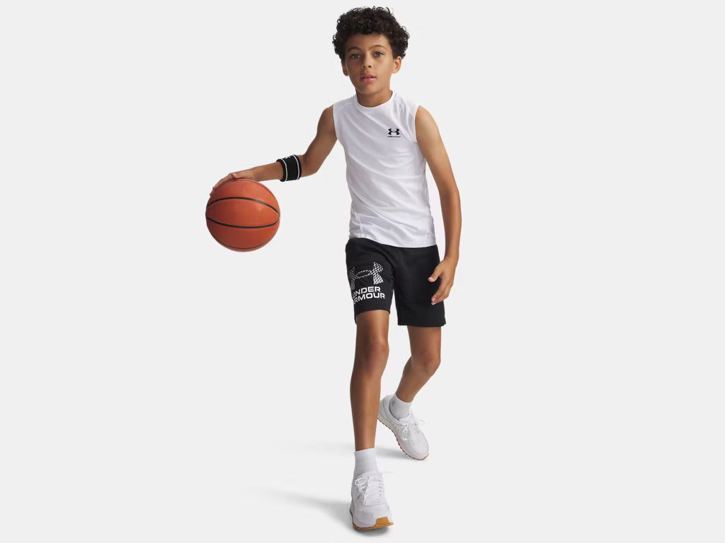 UA Tech Logo Shorts Boys Black/Mod Gray