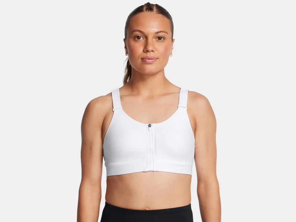 UA Infinity High Zip 2.0 Bra White