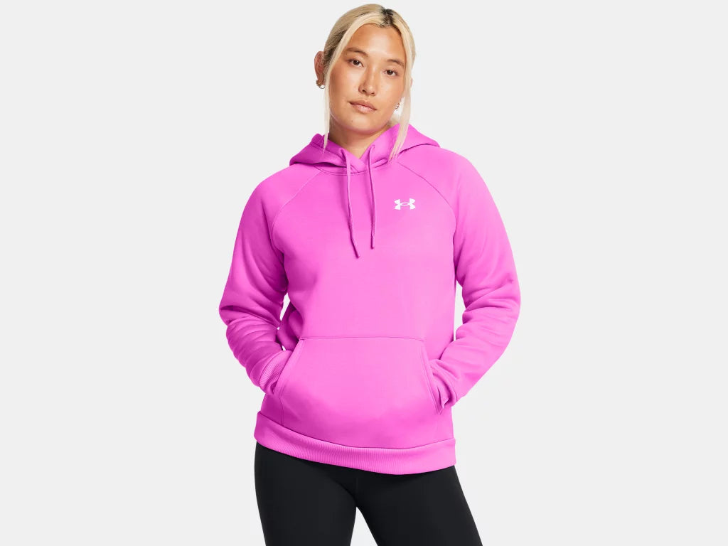 UA Armour Fleece Hoodie W Vivid Magenta