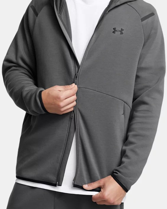 UA Unstoppable Fleece Full-Zip Hoodie M Castlerock Grey