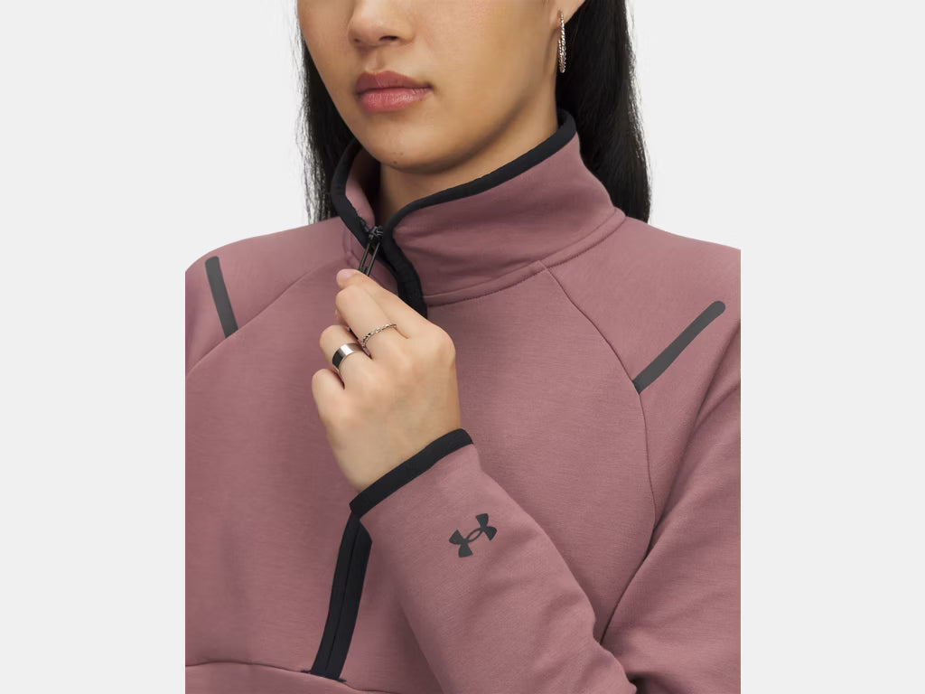 UA Unstoppable Fleece ½ Zip W Maroon Mist