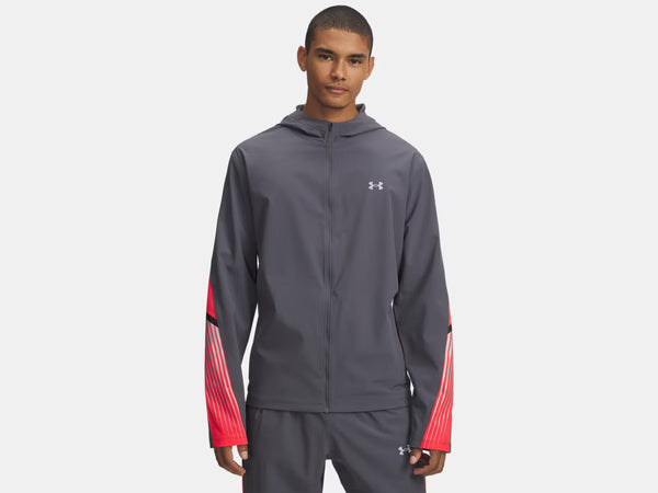 UA Velociti Storm Hooded Jacket M Castlerock/Red