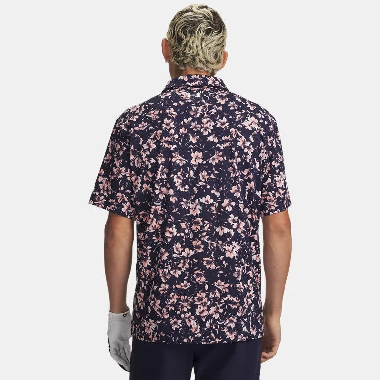 UA Matchplay Polo Printed M Midnight Navy/Posh Pink