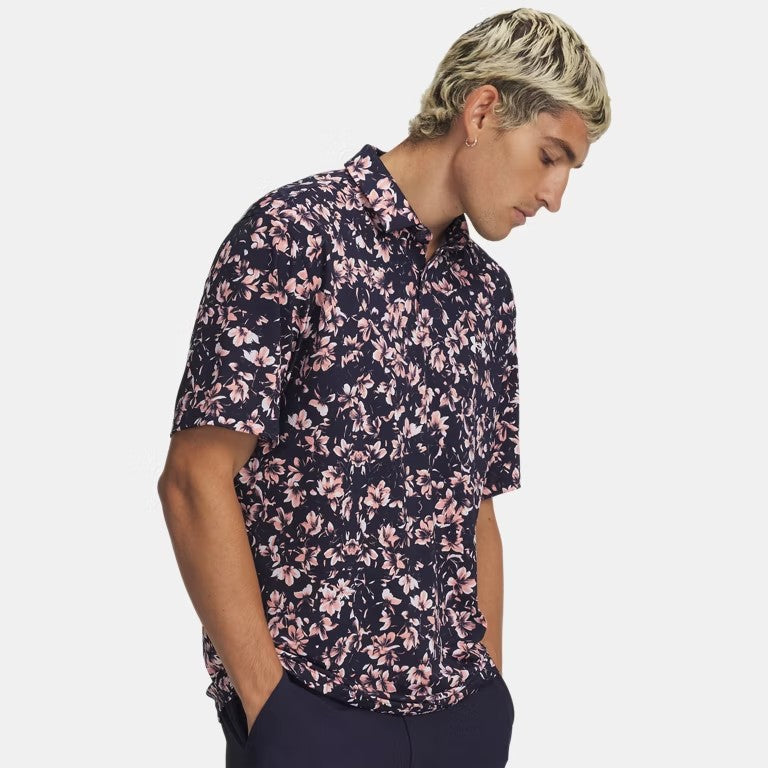 UA Matchplay Polo Printed M Midnight Navy/Posh Pink
