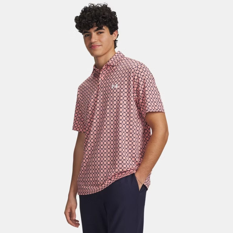 UA Matchplay Polo Printed M Posh Pink/Navy