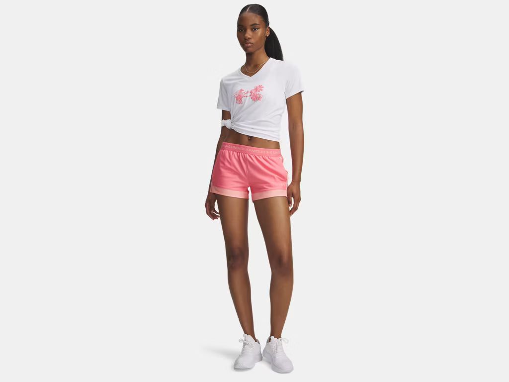 UA Tech Play Up Colorblock 3" Shorts W Bittersweet Pink