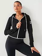 Gym + Coffee Crop Chill Hoodie W Black