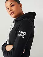 Gym + Coffee Crop Chill Hoodie W Black