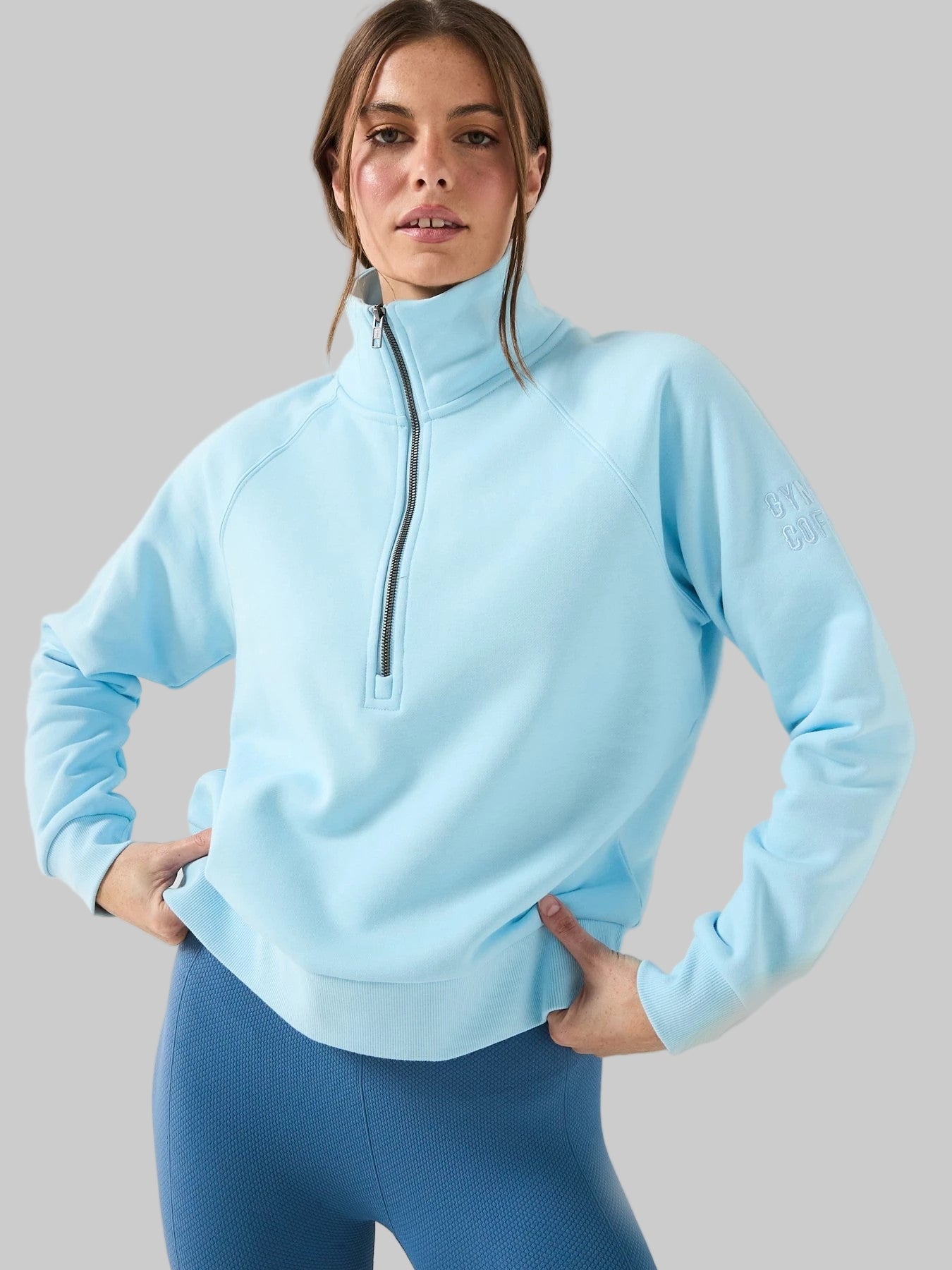 Gym + Coffee Clubhouse Quarter Zip W Baby Blue