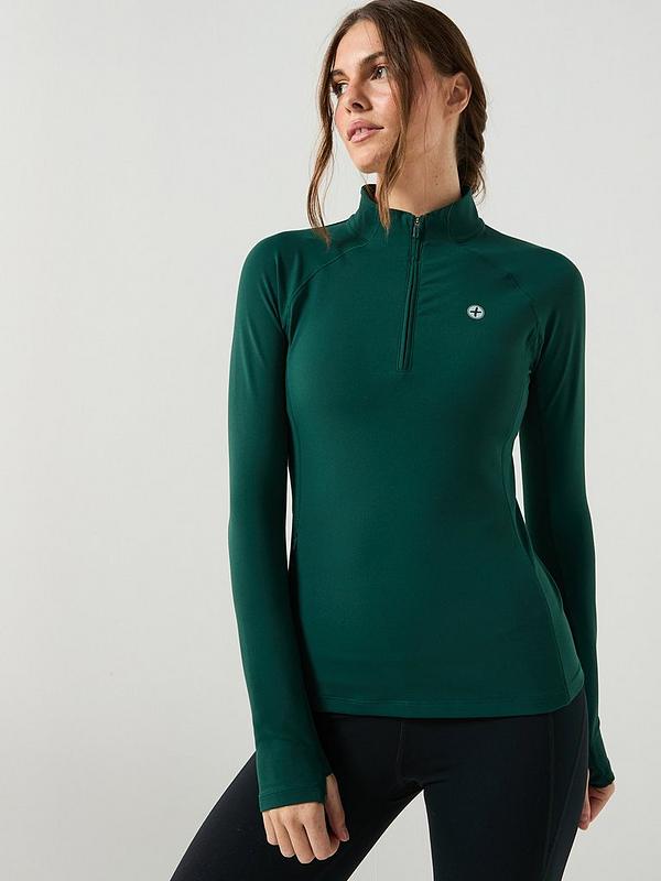Gym + Coffee Relentless 1/4 Zip W Amazon Green