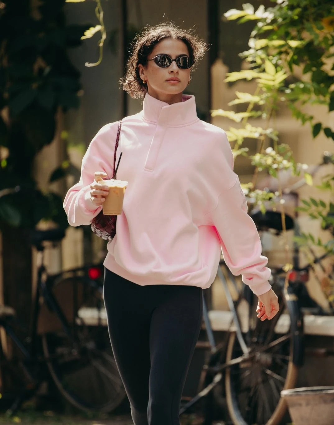 Gym + Coffee Women's Daily Snap Collar Sierra Sweatshirt in Ballet Pink