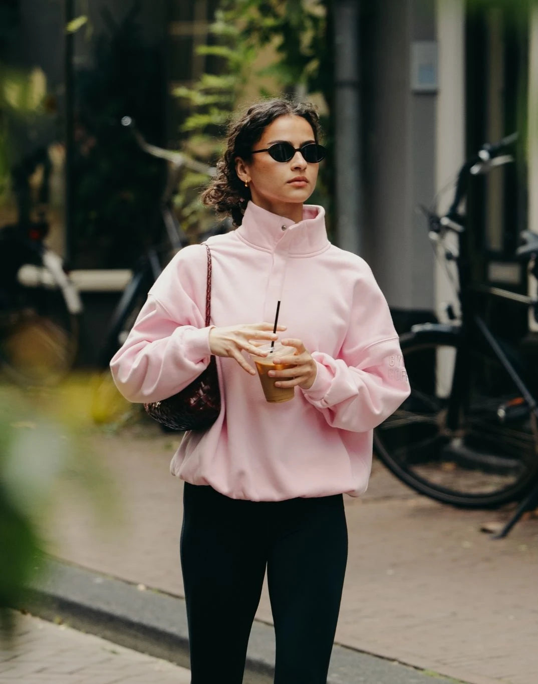 Gym + Coffee Women's Daily Snap Collar Sierra Sweatshirt in Ballet Pink