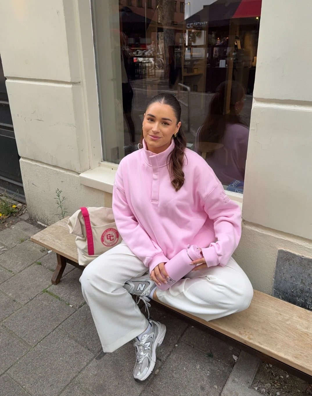 Gym + Coffee Women's Daily Snap Collar Sierra Sweatshirt in Ballet Pink