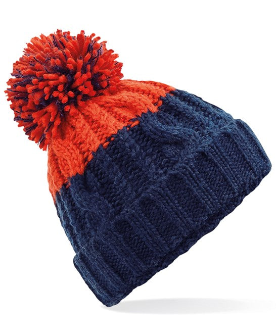 Beechfield Apres Bobble Hat Navy/Red