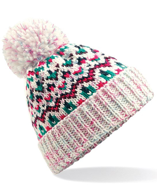 Beechfield Blizzard Bobble Hat Grn/Red