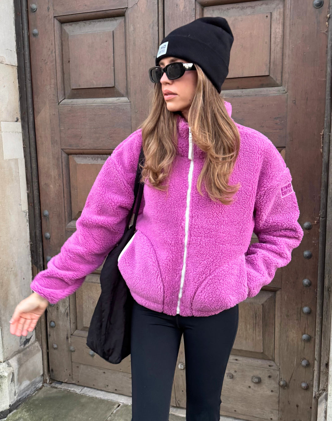 Gym + Coffee Industry Fleece High Collar Jacket W Crisp Pink