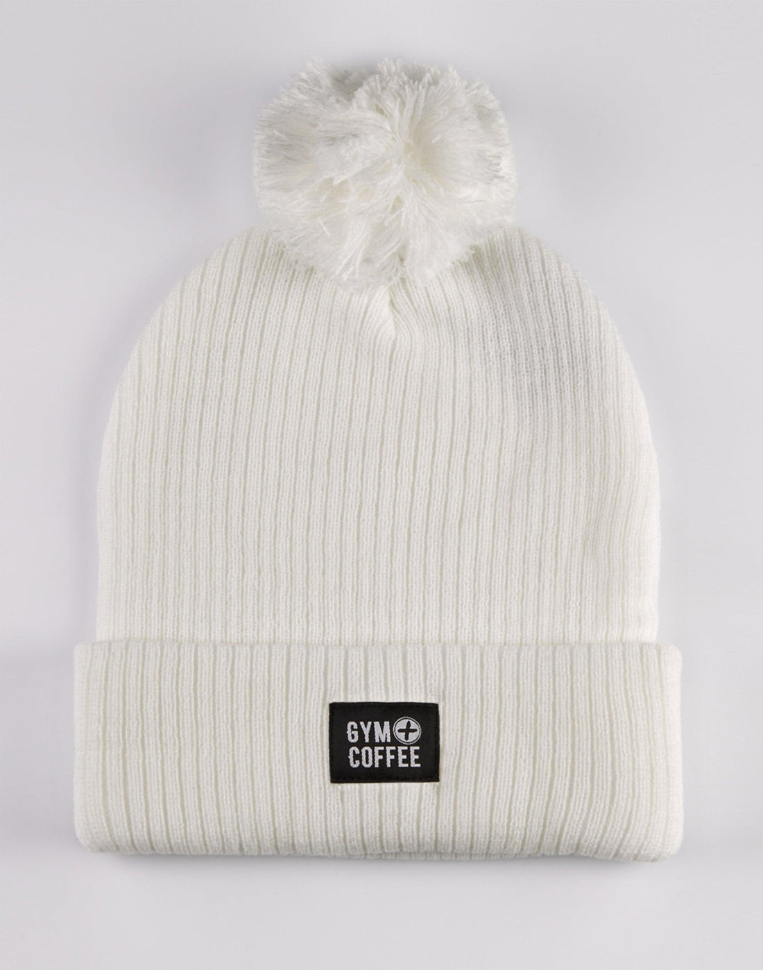 Gym + Coffee Cloud Bobble Beanie White