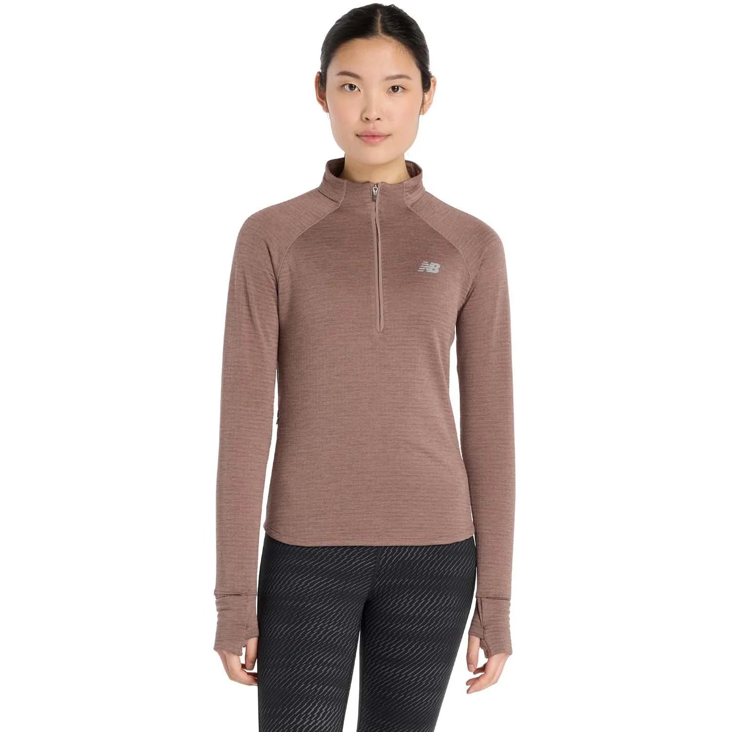 NB Athletic Heat Grid Half Zip Top W Brown
