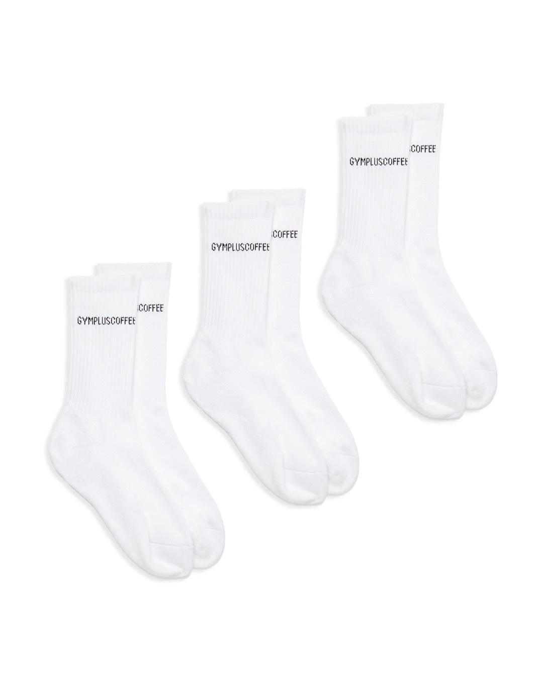Gym + Coffee Full Length Everyday Sock 3Pack in White