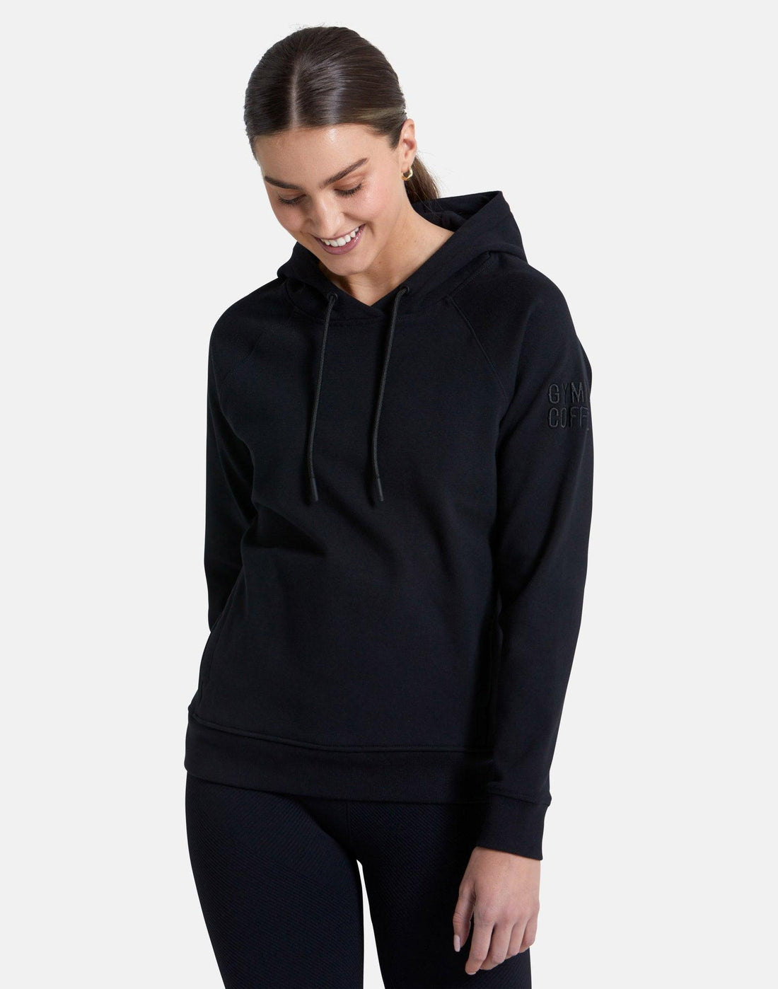 Gym + Coffee Crop Chill Hoodie W Black