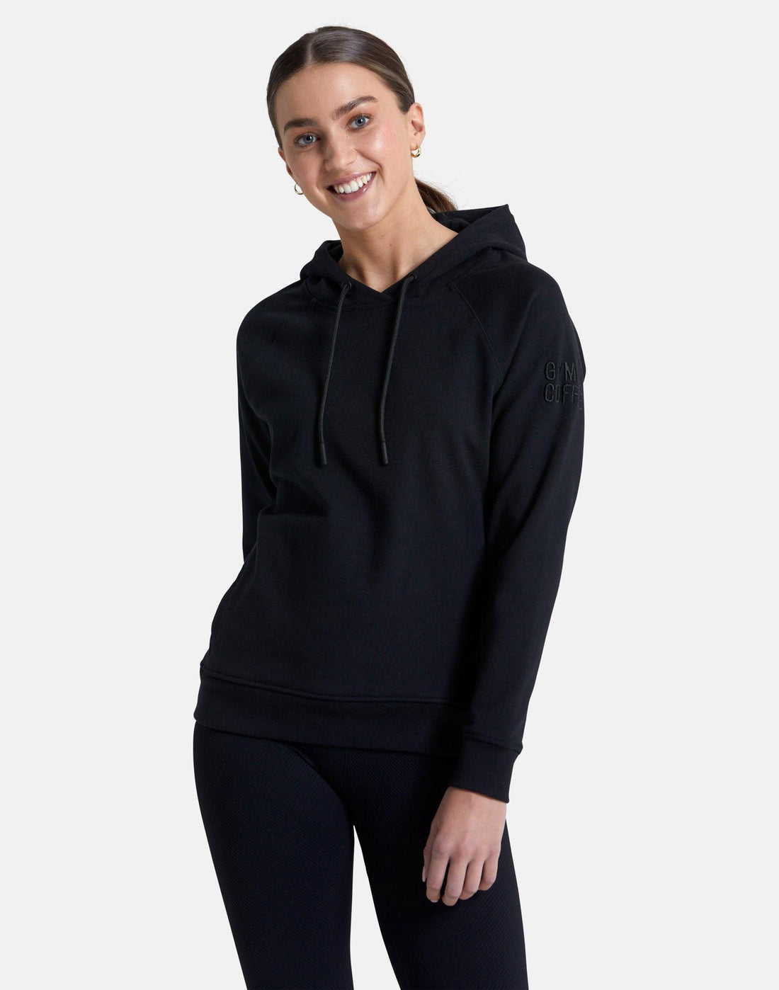 Gym + Coffee Crop Chill Hoodie W Black