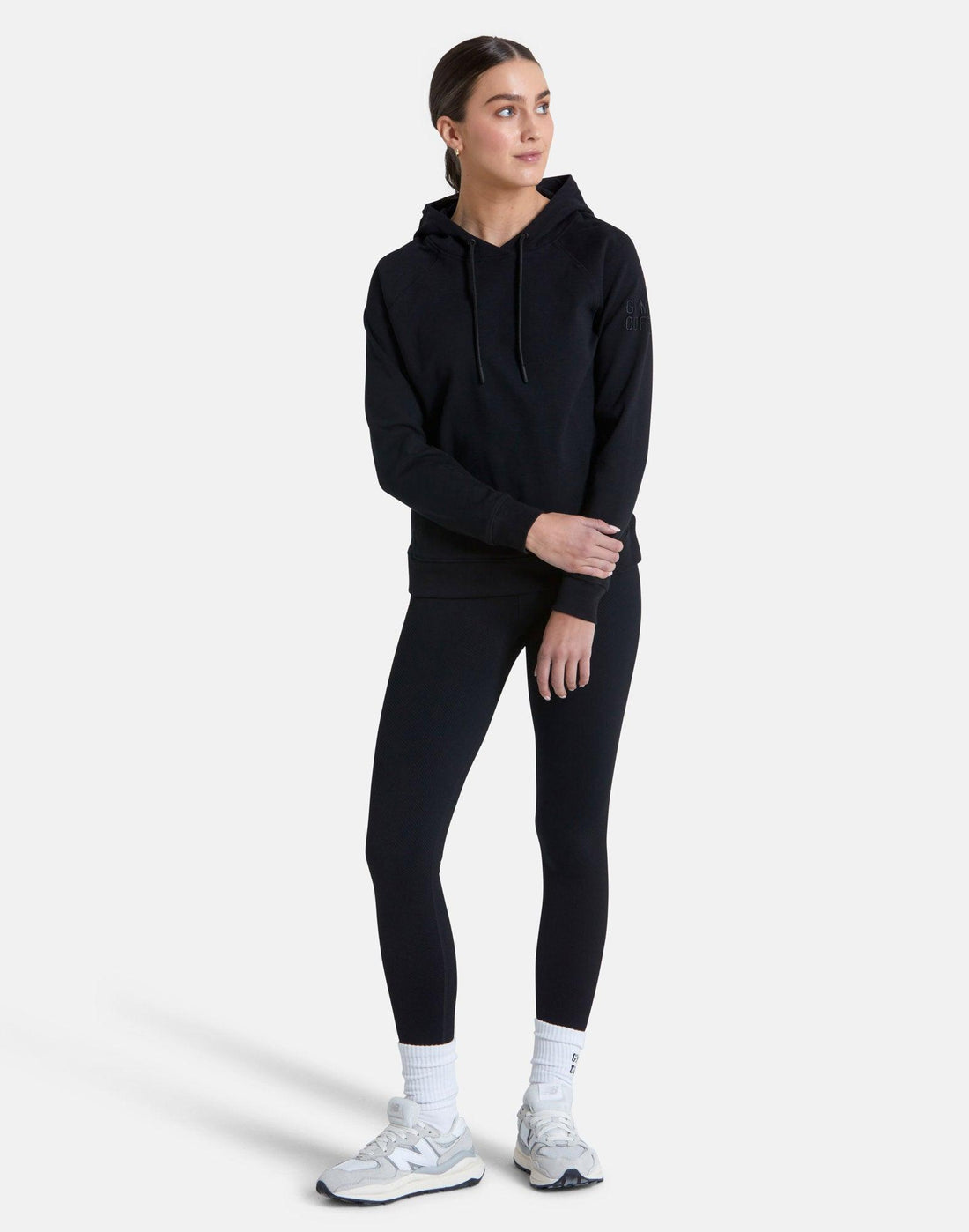 Gym + Coffee Crop Chill Hoodie W Black