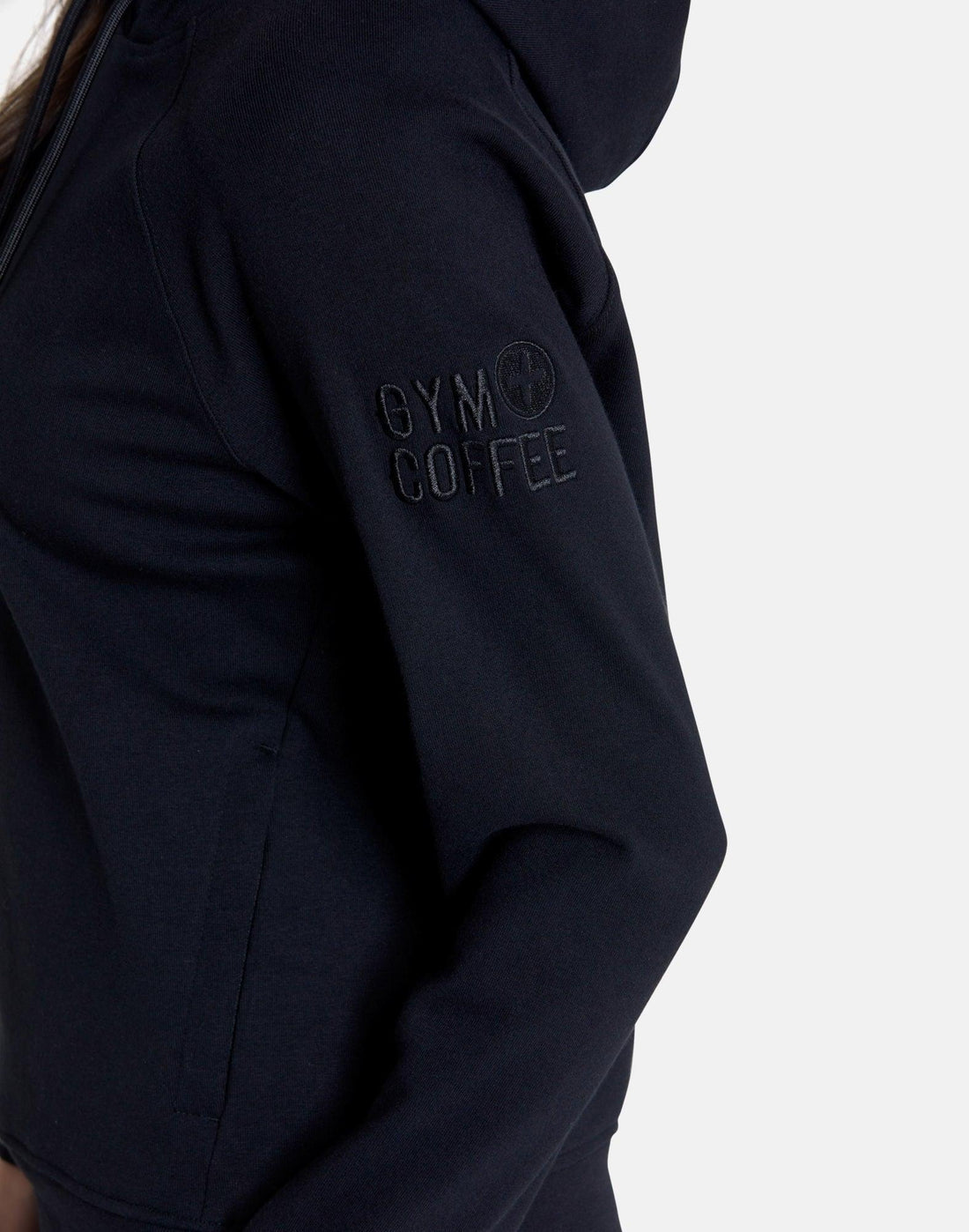 Gym + Coffee Crop Chill Hoodie W Black