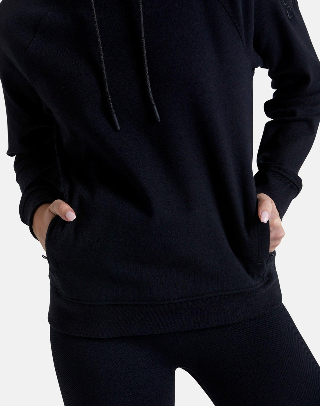 Gym + Coffee Crop Chill Hoodie W Black